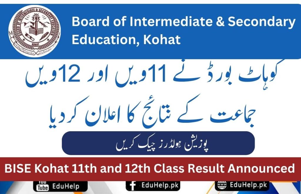 BISE Kohat HSSC 11th and 12th Class Result by Roll No